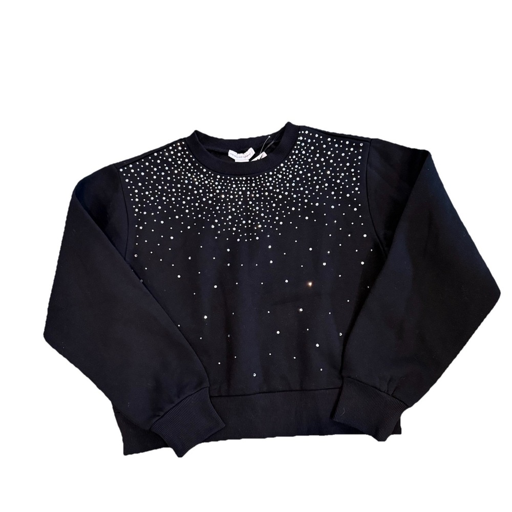 Cupcakes‎ & Cashmere Black Rhinestones Sweatshirt Medium Holiday Bling NWT
